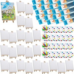 312 Pcs Canvas with Easel Set 8 x 10 Inch Canvas Boards with Wooden Easels, P…
