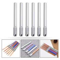 6PCS Silver Extension Holder Pencil Extension Holder Pencil Extender Holder New