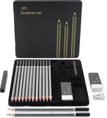 Complete 19-Piece Sketching Set: Graphite Pencils, Erasers & Sharpener Included