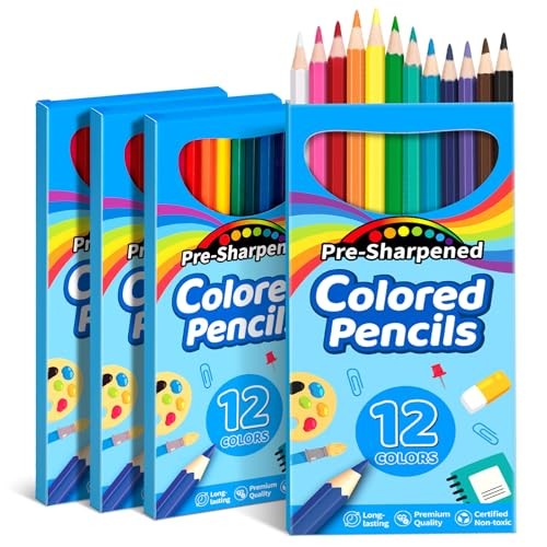 8 Count Colored Pencils Packs Pre-sharpened Coloring Pencils for Kids in 12 4