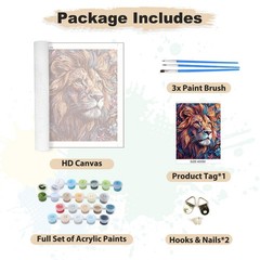 Paint by Numbers Kits for Adults Animal, Lion DIY Kits Crafts for Beginner, P…