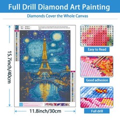 Eiffel Tower Diamond Art Kits for Adults,Starry Sky Round Full Drill 5D Diamond