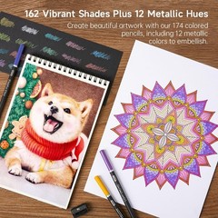 174 Colored Pencils, Soft Core Color Pencil Set for Adult Coloring Books Artist