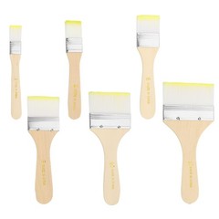 6 Pcs 5.4/5.7/5.9/6.2/6.5/7 in Paint Brush Set Nylon Bristle, Yellow/White