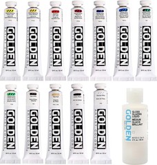 GOLDEN Heavy Body Acrylic Paint Set, 12 Color Professional Acrylic Paint Set,…