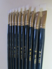 10pcs Tobgi Artist Brush Set Synthetic White Sable Hair Bright Shape Long handle
