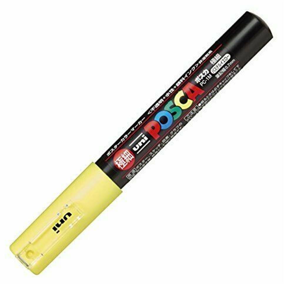 Uni Posca PC1MP.2 Water-Based Paint Marker, Extra Fine Point, Pastel Yellow