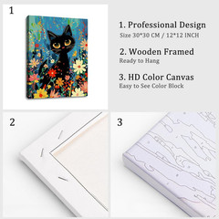 Black Cat Paint by Number with Frame 12″X16″ – Framed Paint by Numbers Kit for A