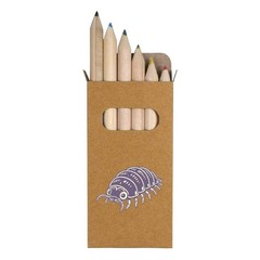 6 x ‘Happy Woodlouse’ Short 85mm Pencils / Coloured Pencil Set (PE00098074)