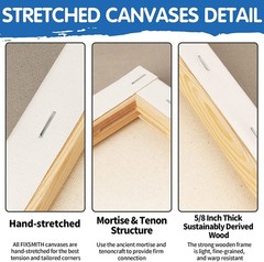 FIXSMITH Stretched White Blank Canvas 11×14 Inch, 8 Pack, Primed,100% Cotton…