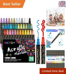 36 Colors Dual Tip Acrylic Paint Pens Markers for Crafting & Art Projects