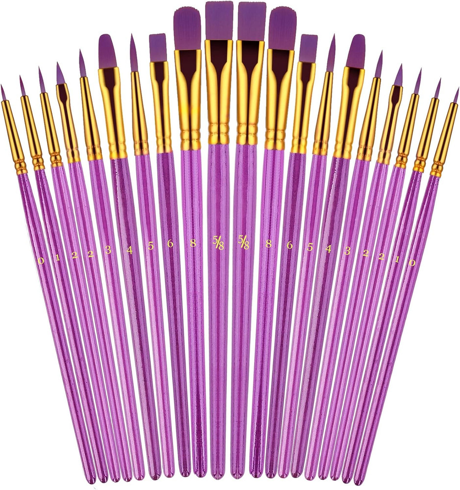 Paint Brushes Set, 20 Pcs Paint Brushes for Acrylic Painting, Oil Watercolor Acr
