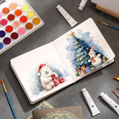 5.5 X 5.5 in Watercolor Sketchbook Journal Square Watercolor Notebook Cold Press