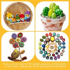 Simetufy 60pcs River Rocks for Painting Flat Smooth 1.2-3.5in, Multicolor