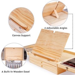 Set De Arte De Madera 85 Piezas Con Caballete Y Pinturas Para Artistas