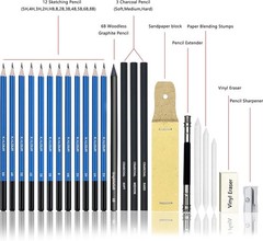 Premium 144 Drawing Pencil Set including 120 Colored Pencils and 24 Sketch Kit