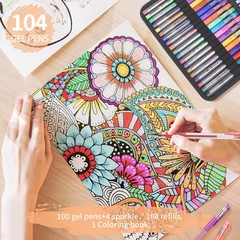 202 Pack Pen For Adults Coloring Books, 104 Artist Pens Include 100 Colored P…