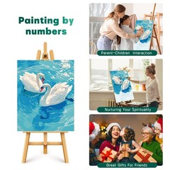 Paint by Numbers Kit for Adults Beginner, Pure Swan Easy Adult Paint by Number