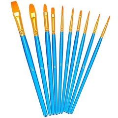 BOSOBO Paint Brush Set, 10pcs Round Pointed Tip Nylon Hair Artist Detail Pain…