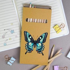 12 x ‘Blue Swallowtail Butterfly’ Long Colour Pencils (PE00085467)