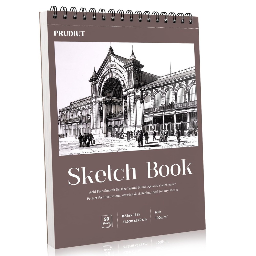 Sketch Book 8.5×11 inch, Spiral Bound 8.5 x 11inch(1 Pack), Reddish brown