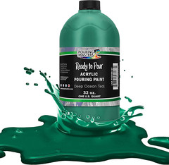 Deep Ocean Teal Acrylic Ready to Pour Pouring Paint – Premium 32-Ounce Pre-Mixed
