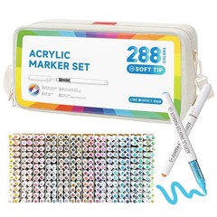 288 Colors Acrylic Paint Markers Set – Soft Brush Tip Pens for Fabric, Wood, Roc