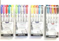 Zebra Mildliner Brush Pen & Marker Sets Double Ended 5 Ct-CHOOSE YOUR SET!