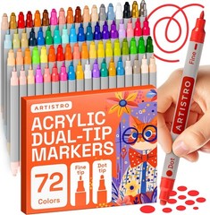 ARTISTRO 24 Acrylic Paint Markers for Rock, Fabric, Wood, Glass, Decoration – Du