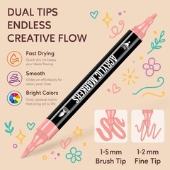 48 Colors Acrylic Paint Markers, Dual Tip with Fine Tip and Brush Tip Pens fo…