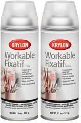Krylon K01306 Workable Fixatif Spray Clear, 11 Ounce (Pack of 2), Matte