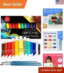 Ultimate Acrylic Paint Set – 12 Multicolor Tubes with Brushes for Kids & Adults