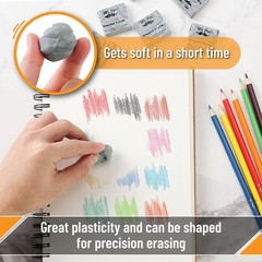 Mr. Pen- Kneaded Erasers, 1.44″ x 1.36″, 6 Pack, Gray, x Grey