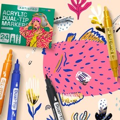 ARTISTRO 24 Dual-Tip Acrylic Paint Markers – 1 Count (Pack of 24), Multicolor