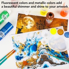 36 Color Acrylic Paint Set for Students & Adults, Fluorescent & Metallic Shades