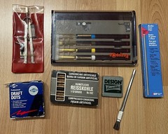 Lot Vintage Art Drafting Technical Drawing Supplies Rotring F ISO READ