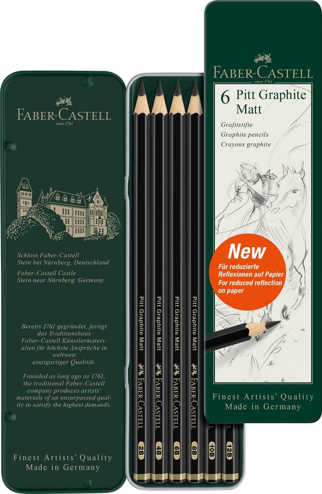 Pitt Graphite Matte Pencil Set Tin Of 6 Sketching Drawing B12B Art Tool
