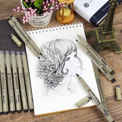12 PCS Black Micro Pen Set Fineliner Drawing Art Ink Sketch Technical Line