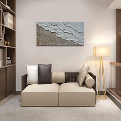 Oil Painting Hand-Painted Thick Texture Wave Beach Minimalist Modern Abstract…