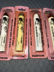 Shiva Artists Solid Oil Paintstiks, Lot Of 5 Barn Red (2), Silver, Meadow Green+