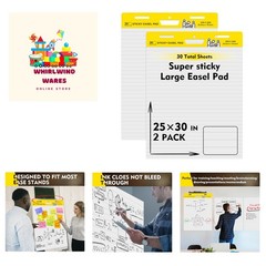 2 Pack Sticky Easel Pads, Poster Paper 25 x 30 Inches Large Self Stick Easel …