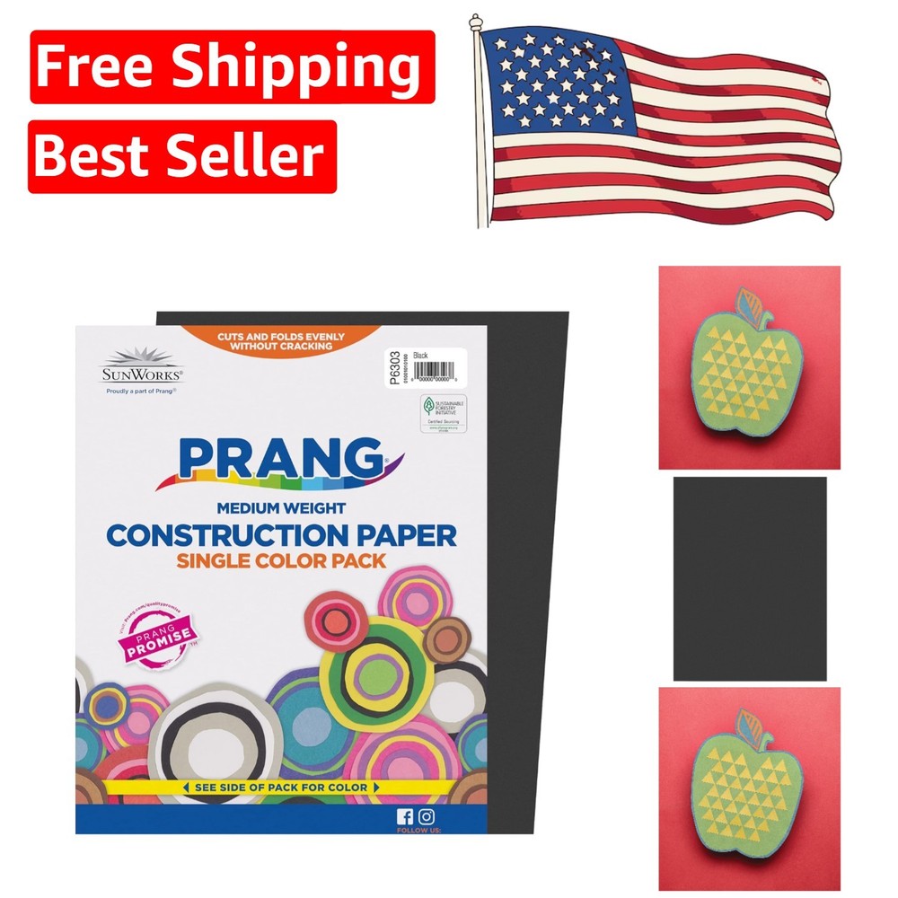 Eco-Friendly Black Construction Paper Pack, 50 Sheets, 9″ x 12″ for Creative Use