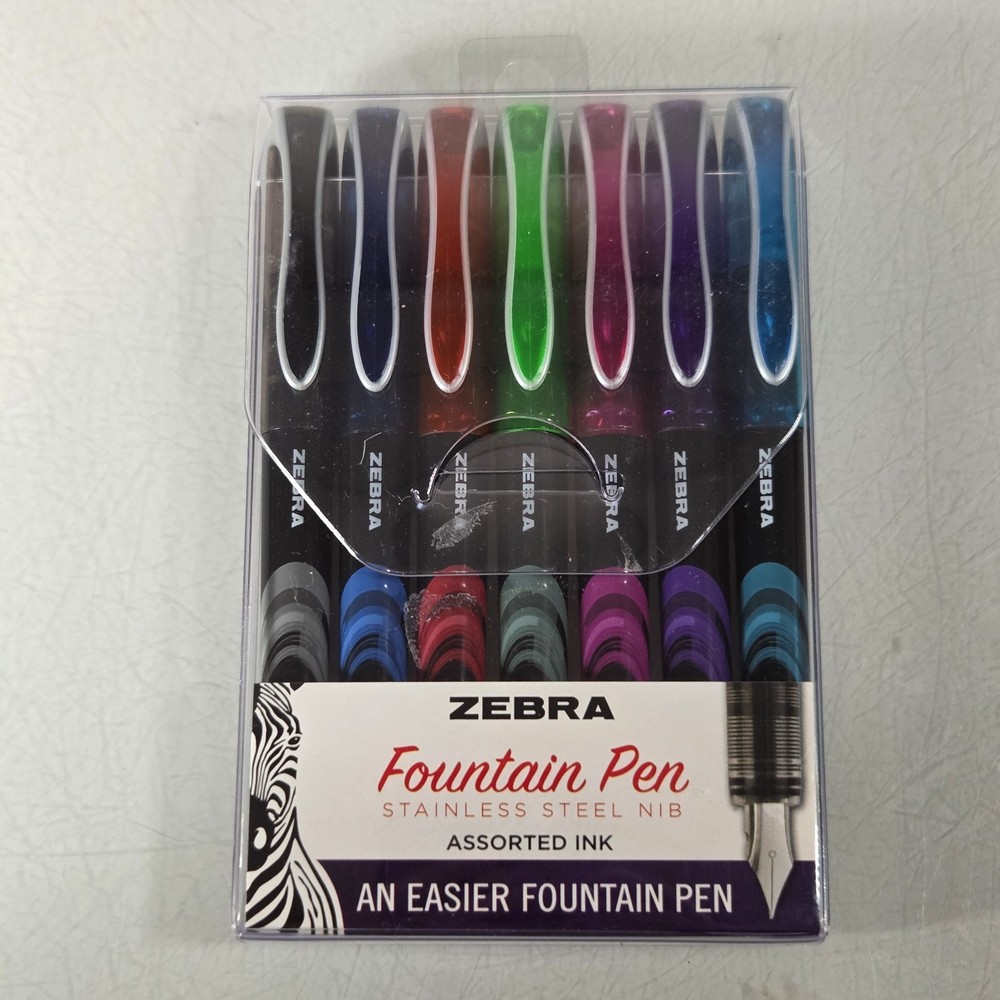 ZEBRA PEN Fountain Pen Fine Point 0.6mm Assorted Colors Non-Toxic Ink 7ct