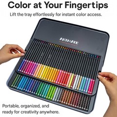 72 PCS Black Wood Professional Colored Pencils Set OilBased 4mm Soft Core