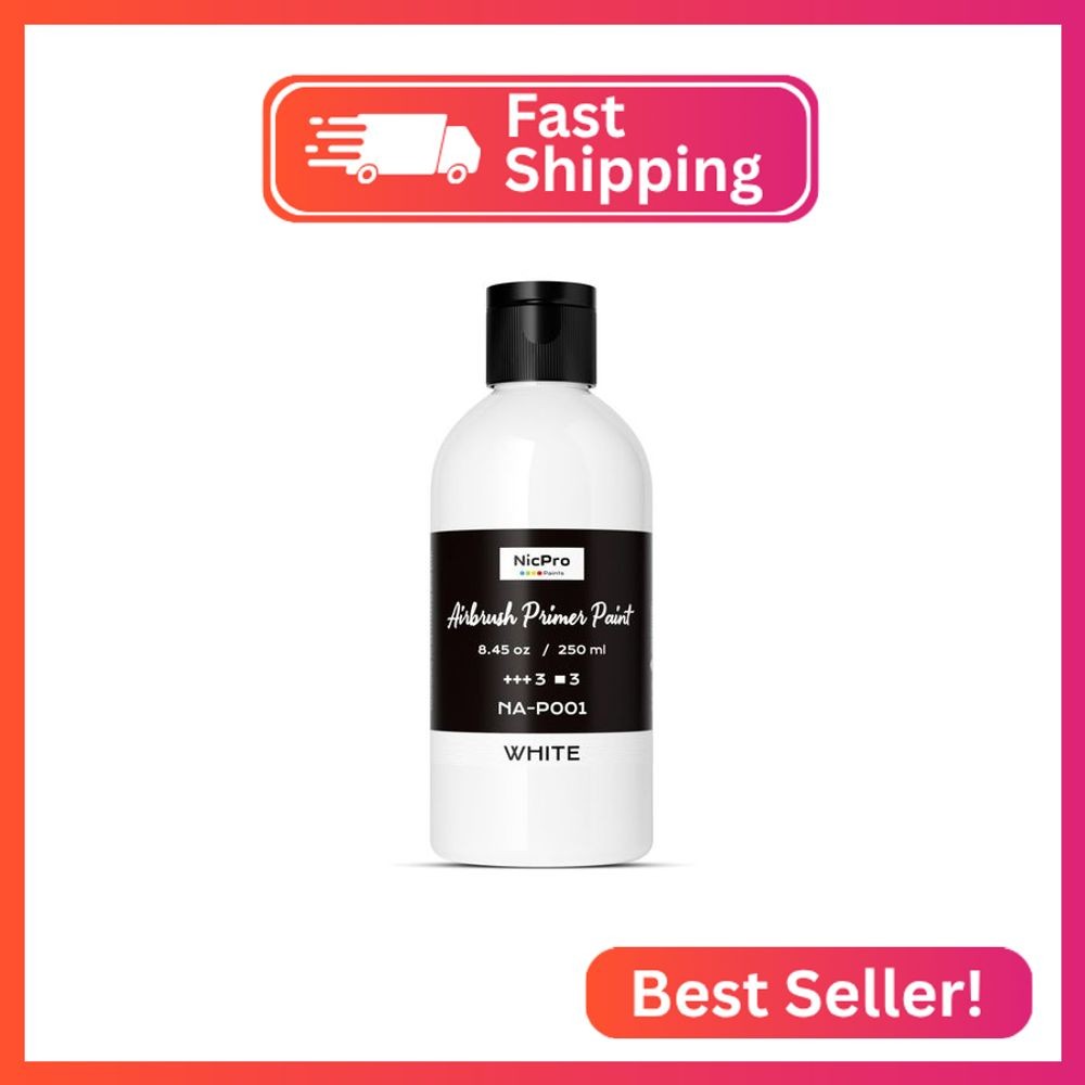 Nicpro White Surface Primer Airbrush Paint (8.4oz, 250 ml), Matte Finish, Ready