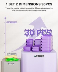 ARTDOT 30-Piece Stackable Tray Set Diamond Art Kits 30 Piece Set, Purple