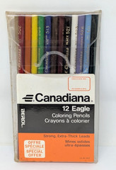 12 Berol Eagle Canadiana Colored Pencil Crayon Unsharpened PVC Case 1970s Set B