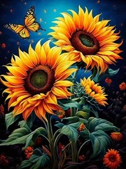 Sunflower Butterfly Diamond Art Kit Full Drill DIY Wall Art Decoration Tools