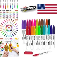Assorted Colors Permanent Markers 24 Count Fine Point Non Toxic and Waterproof