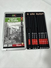 Koh-I-Noor Graphite Pencil Sketch Set Tin HB 2B 4B 6B 8B Art Drawing Used